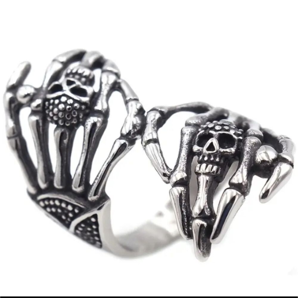 Skeleton skull ring adjustable one size